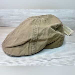 Levi's Men's Flat Cap Ivy Driving Hat Tan Canvas Newsboy Leather Logo - NWT